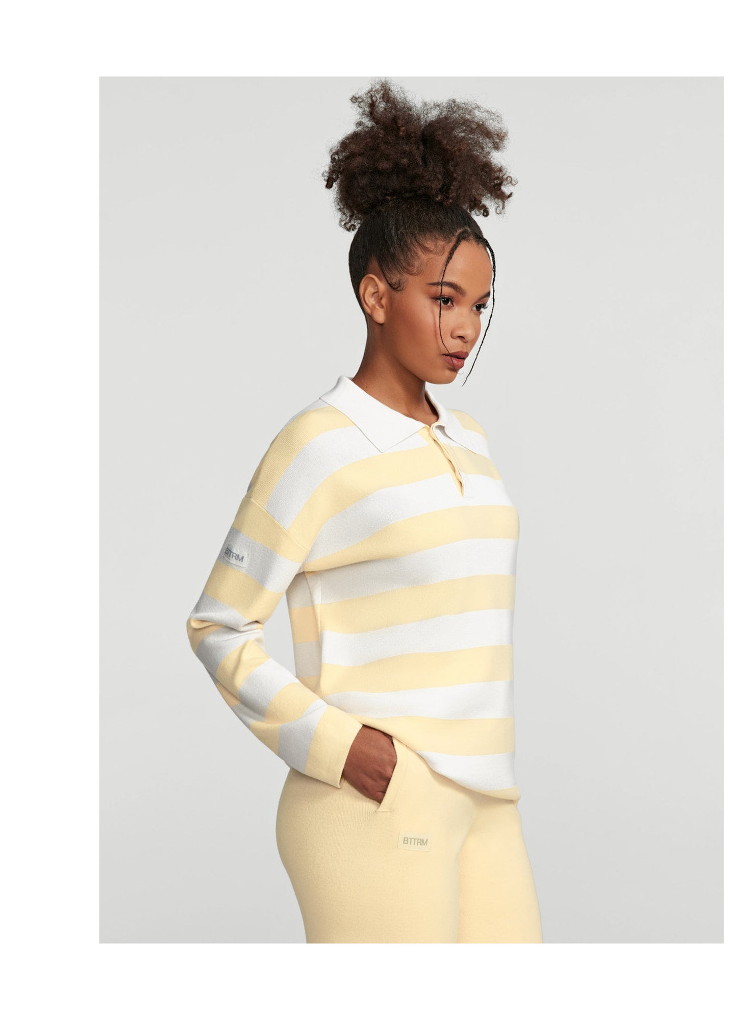 Varsity Striped Rugby Shirt | Lemon Meringue/White