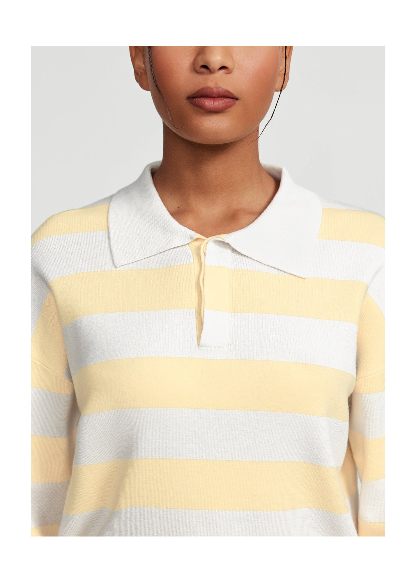 Varsity Striped Rugby Shirt | Lemon Meringue/White