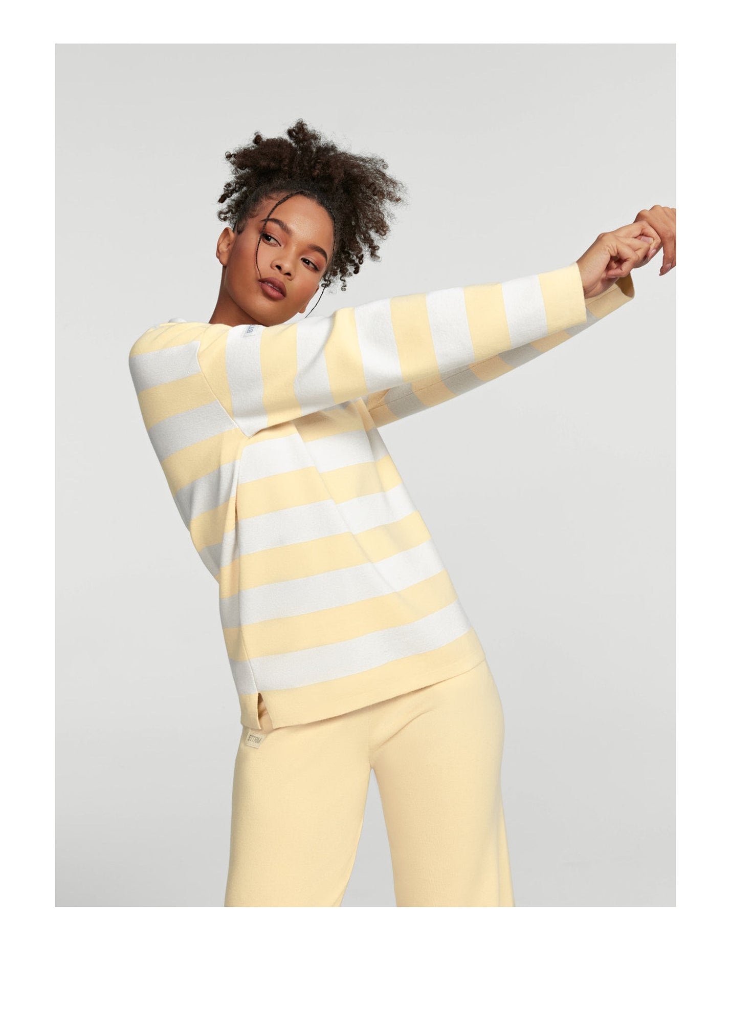 Varsity Striped Rugby Shirt | Lemon Meringue/White