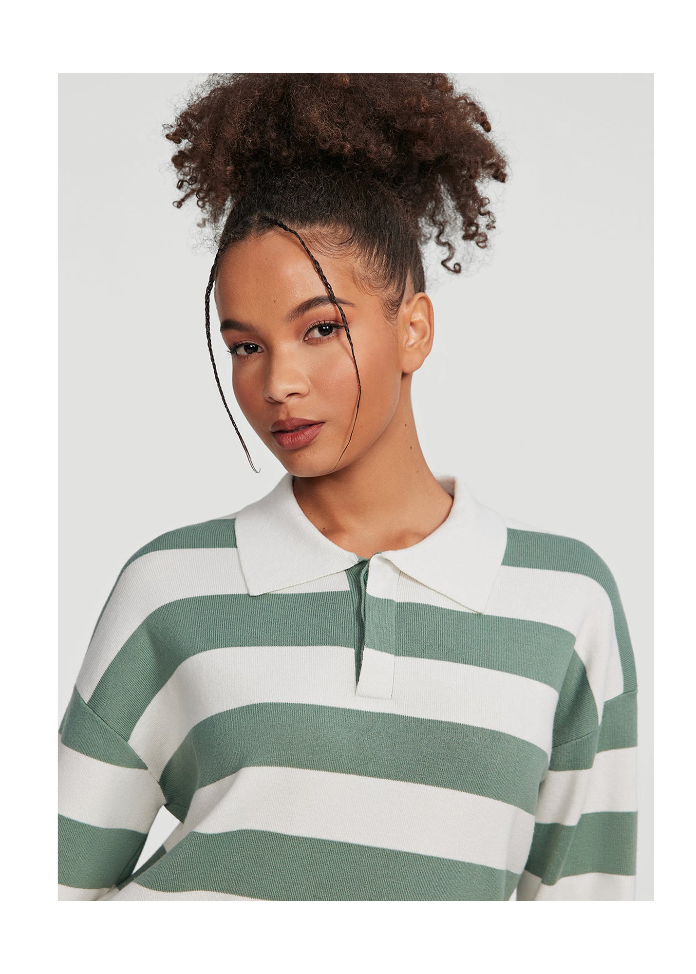 Varsity Striped Rugby Shirt | Sage Green/White