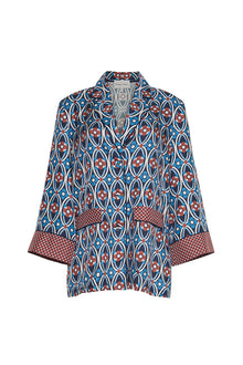 Venezia Silk Jacket | Retro Daisy Arona Geo Medallion