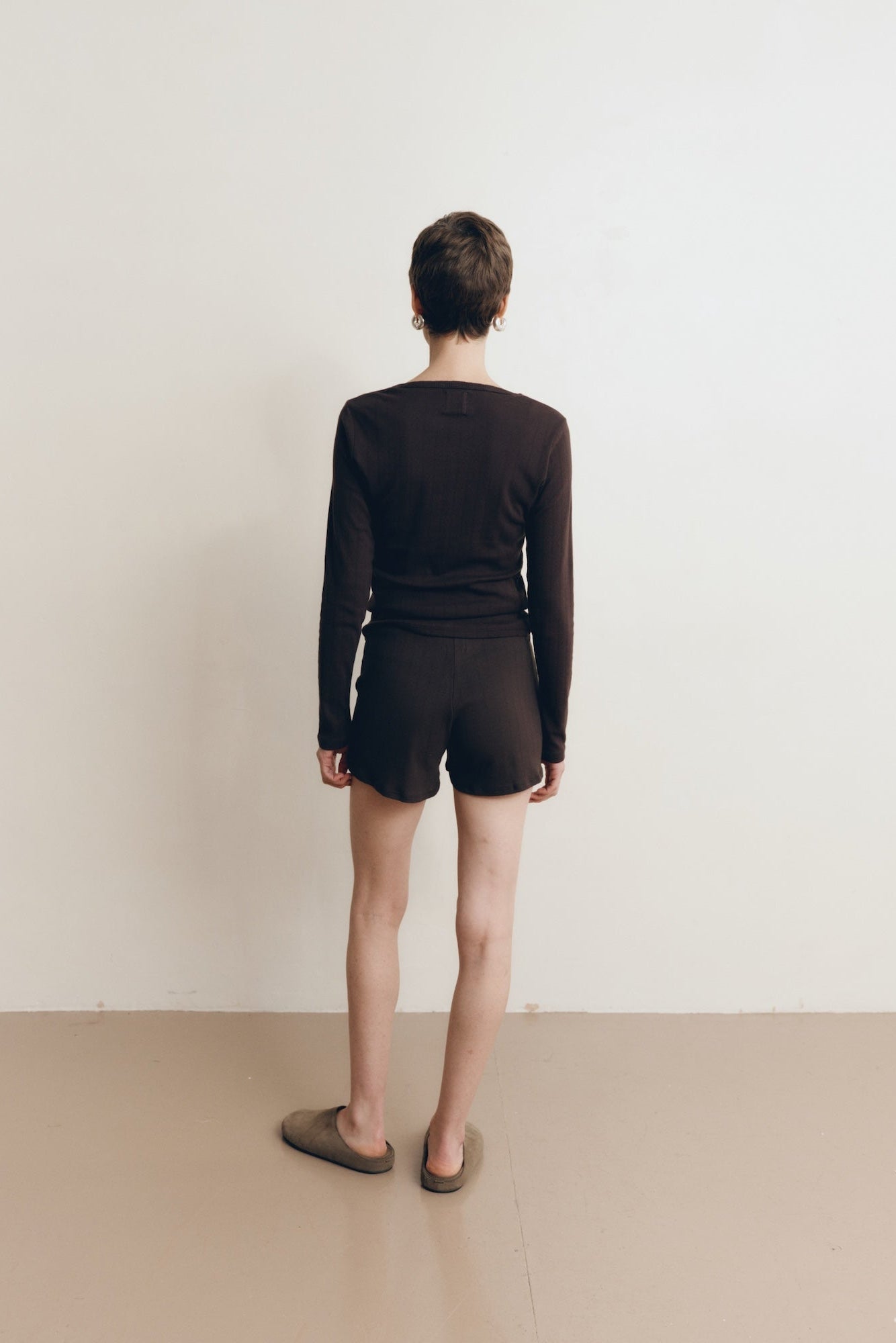 Pointelle Lounge Short | Espresso