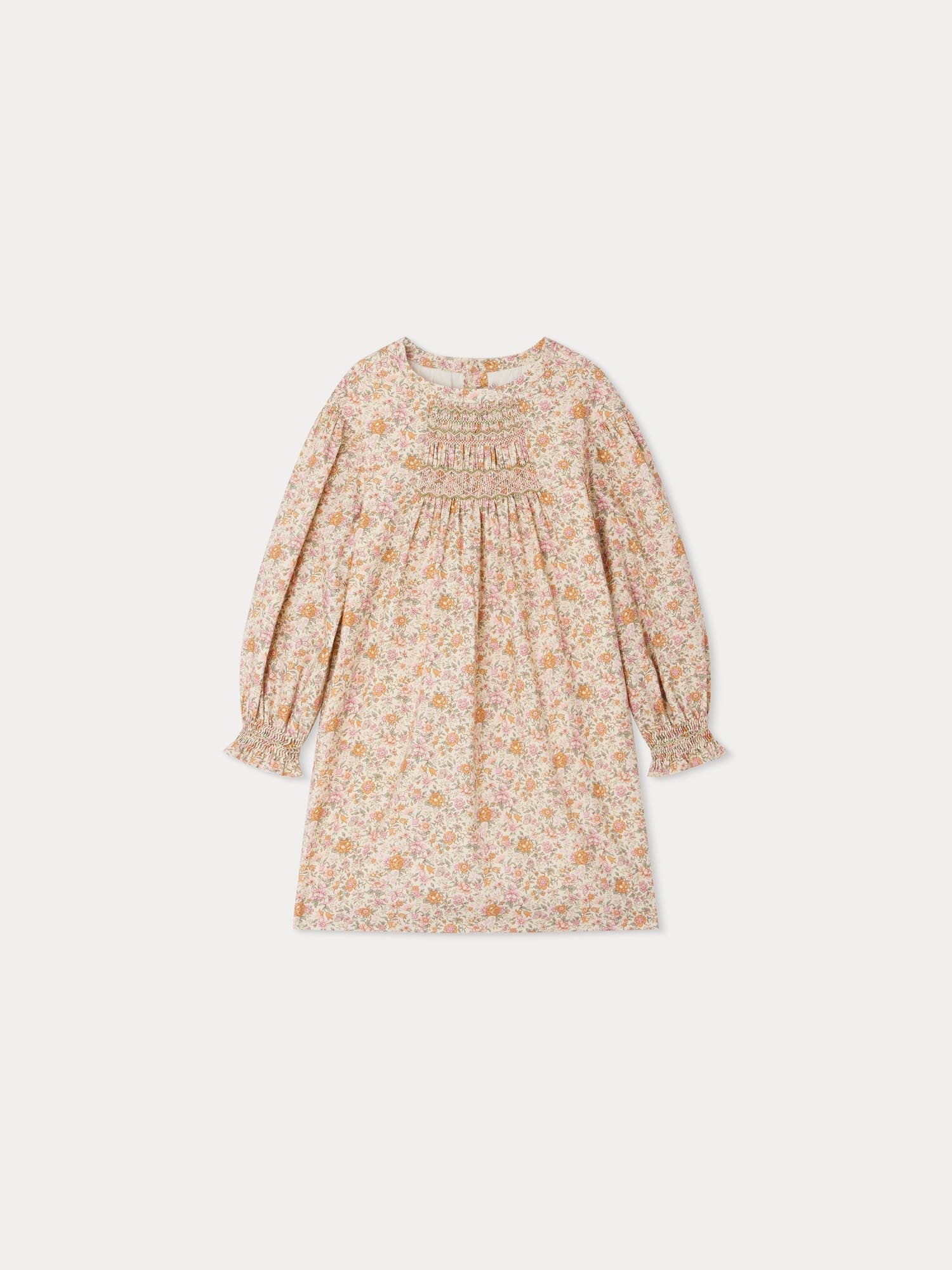 Girl | Divine Dress In Cotton And Wool Liberty Fabric | Baby Pink