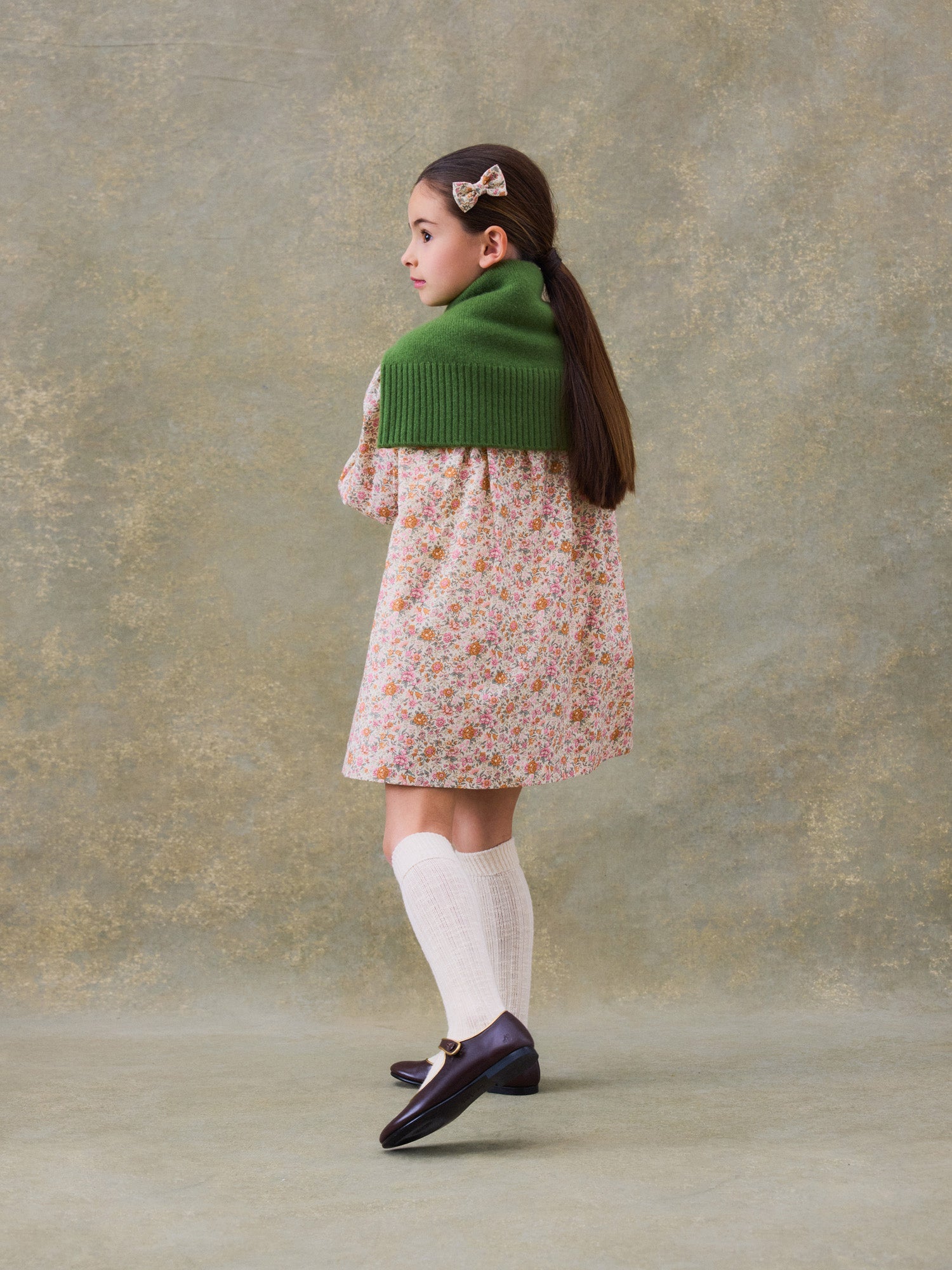 Girl | Divine Dress In Cotton And Wool Liberty Fabric | Baby Pink