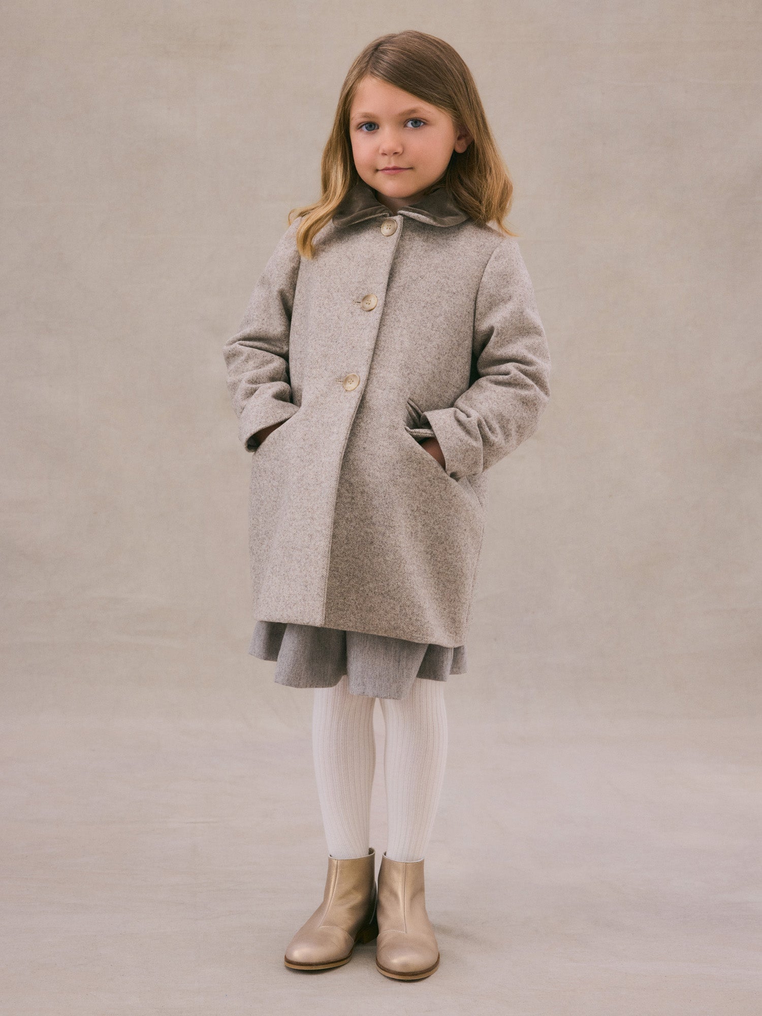 Girl | Ginette Wool Coat | Flecked Alabaster White