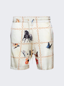 Men | NAHMIAS | Wildlife Silk Shorts Ivory | White