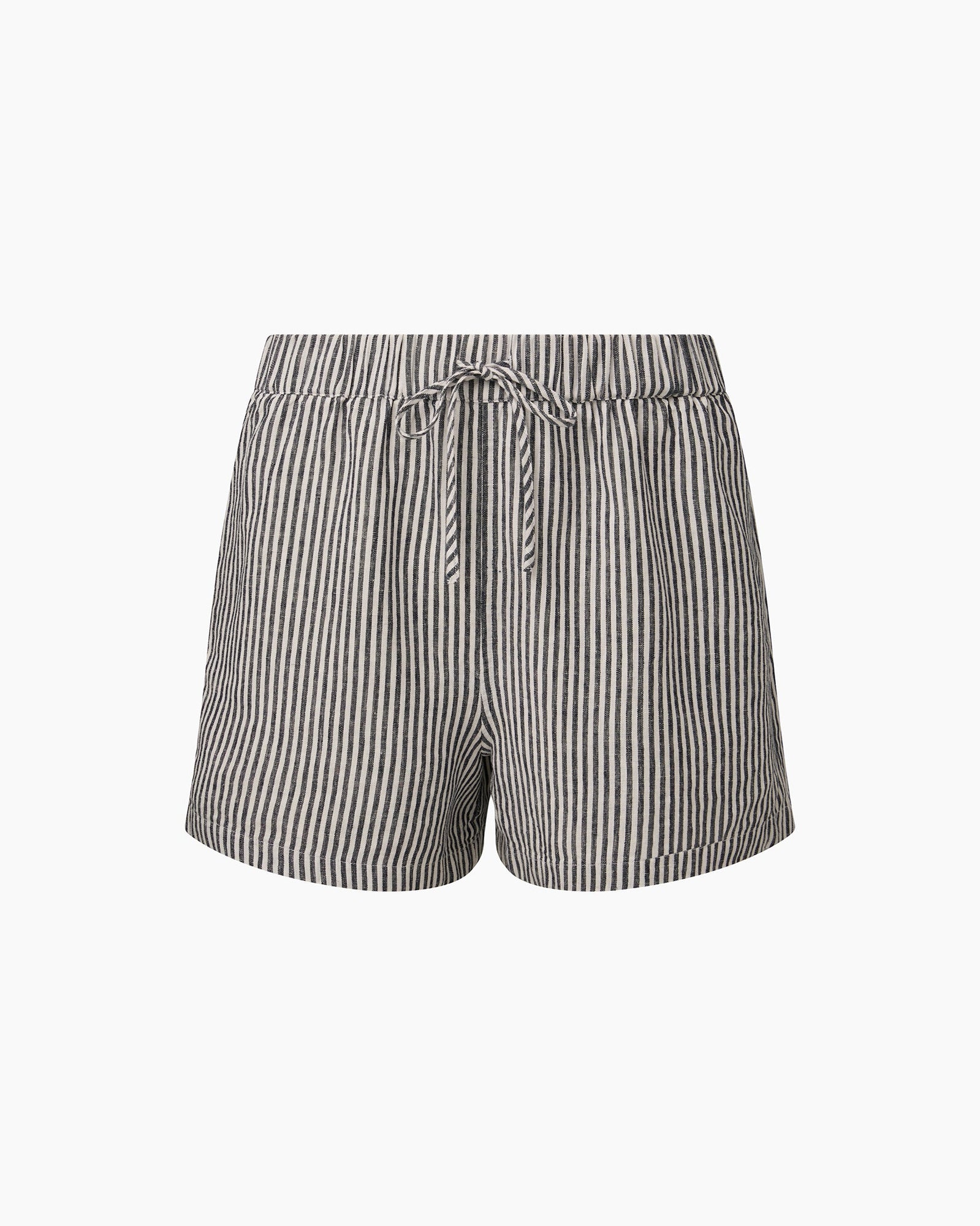 Womens | Air Linen Elastic Drawstring Short | Deep Navy/White