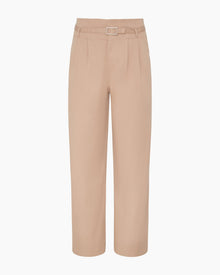 Womens | Lyocell Paperbag Trouser | Warm Taupe
