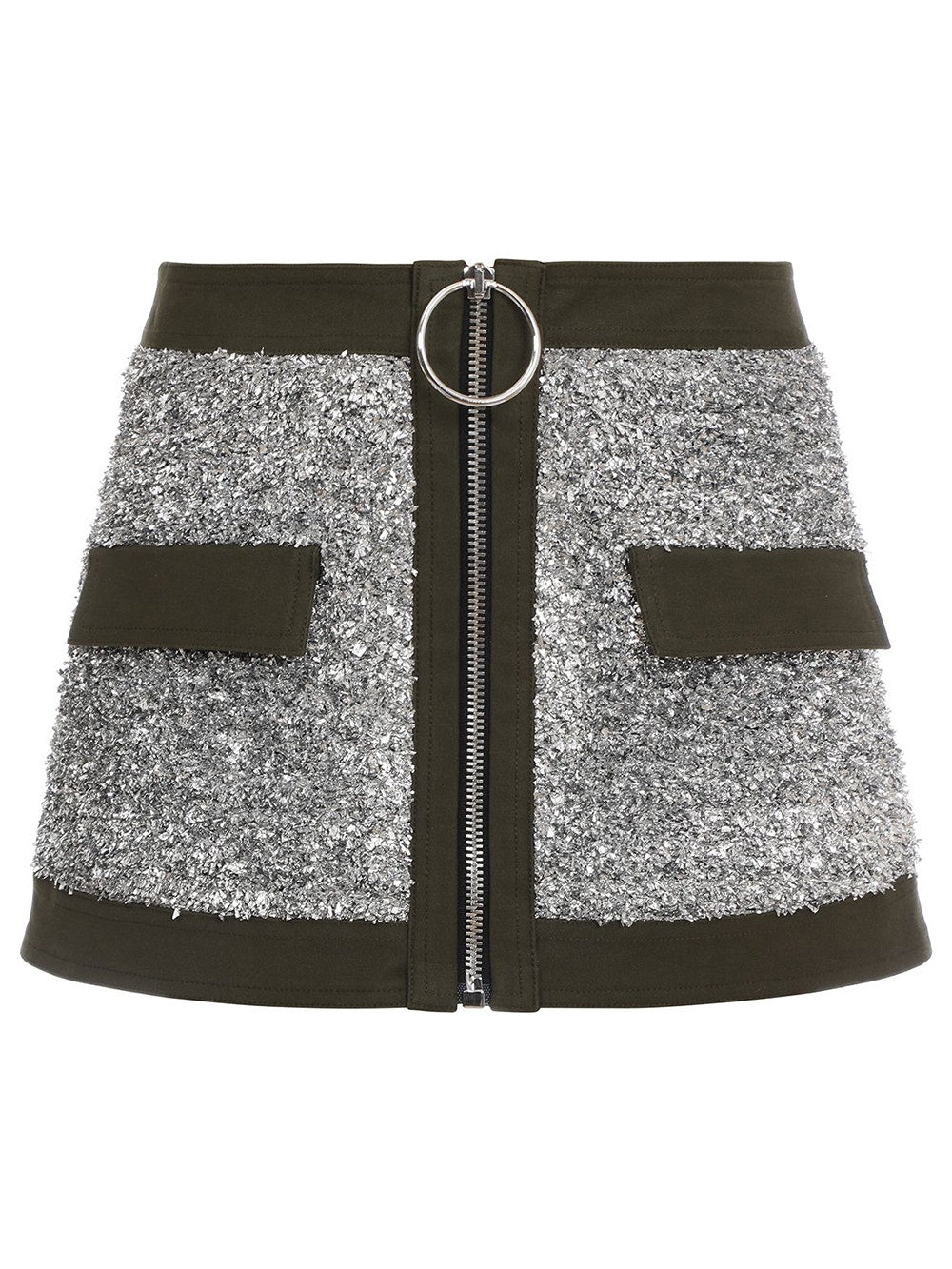 Balmain | Low-rise Tweed And Canvas Mini Skirt Silver And Black