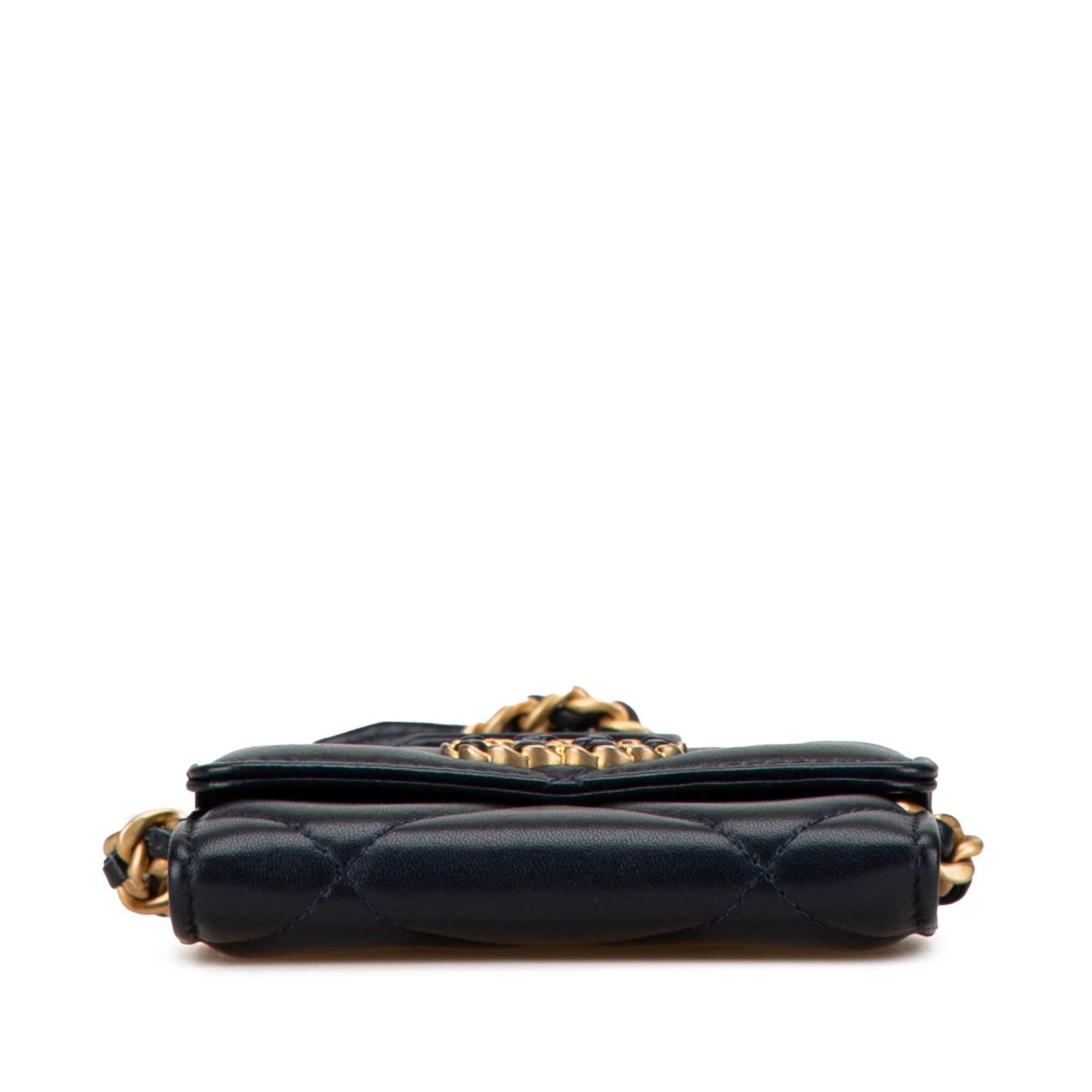 Chanel | Pre-Owned Lambskin 19 Flap Coin Purse With Chain | Black