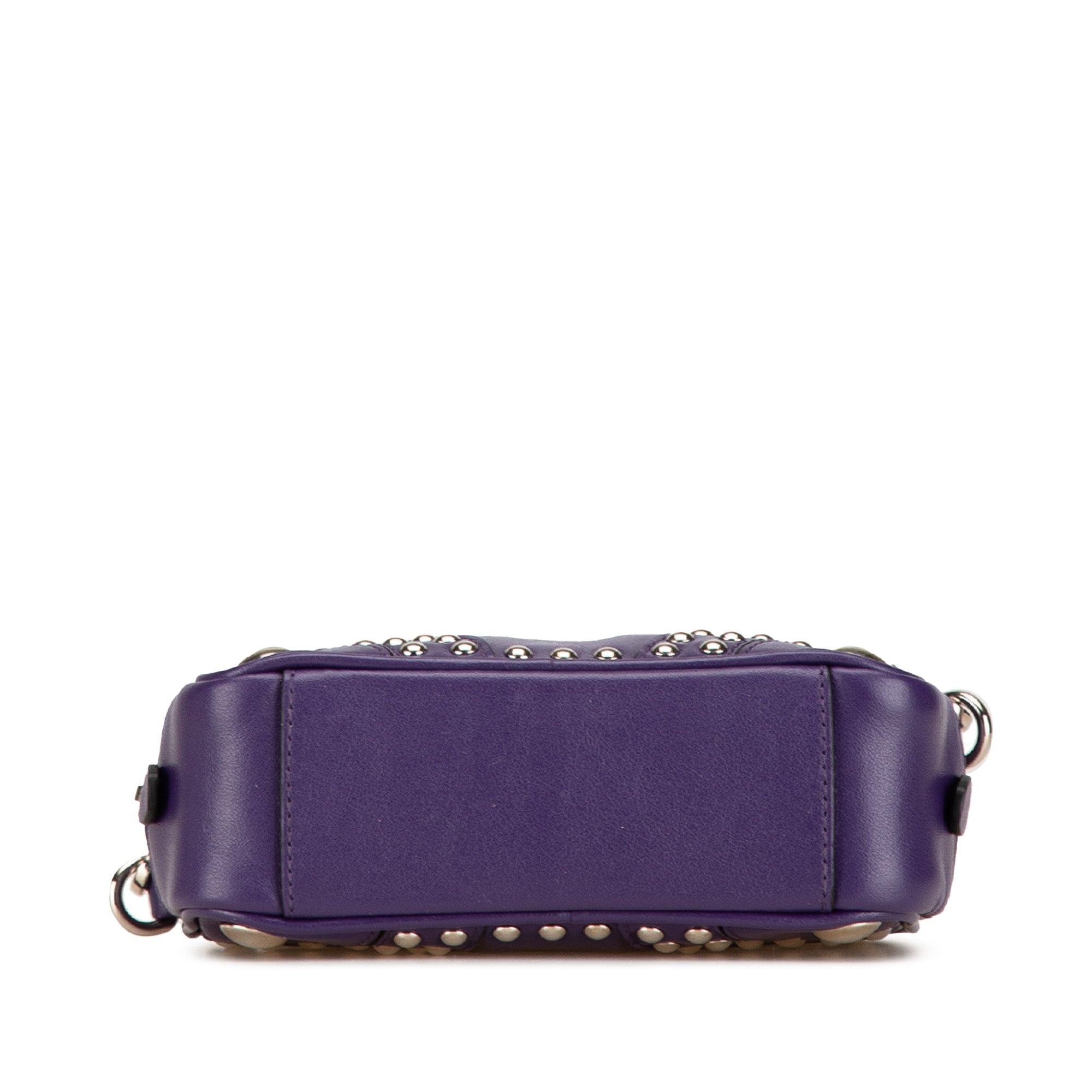 Prada | Pre-Owned Mini Leather Studded Camera Bag | Purple