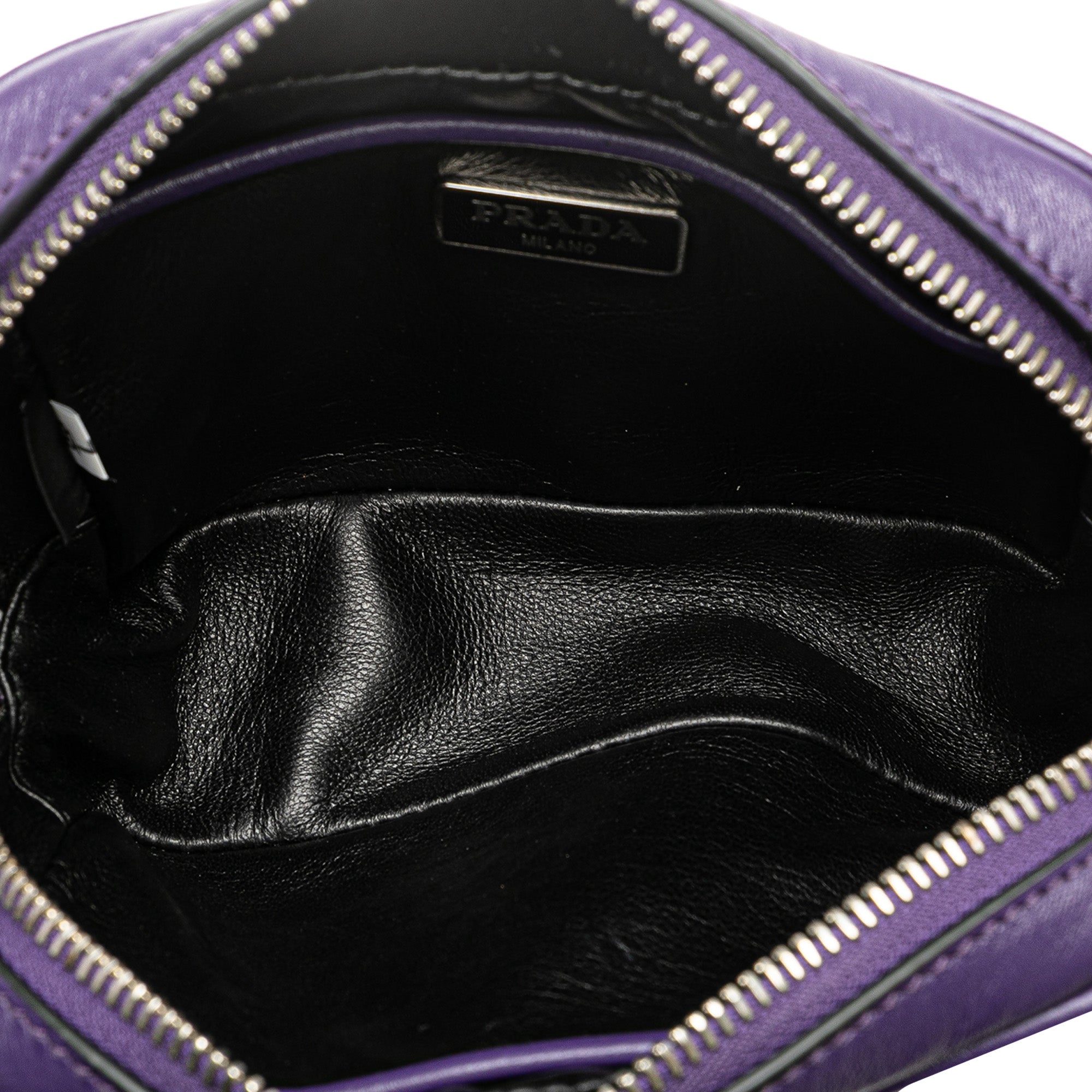 Prada | Pre-Owned Mini Leather Studded Camera Bag | Purple