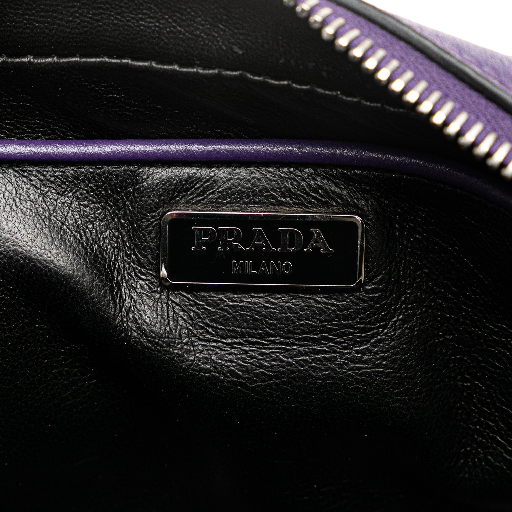 Prada | Pre-Owned Mini Leather Studded Camera Bag | Purple