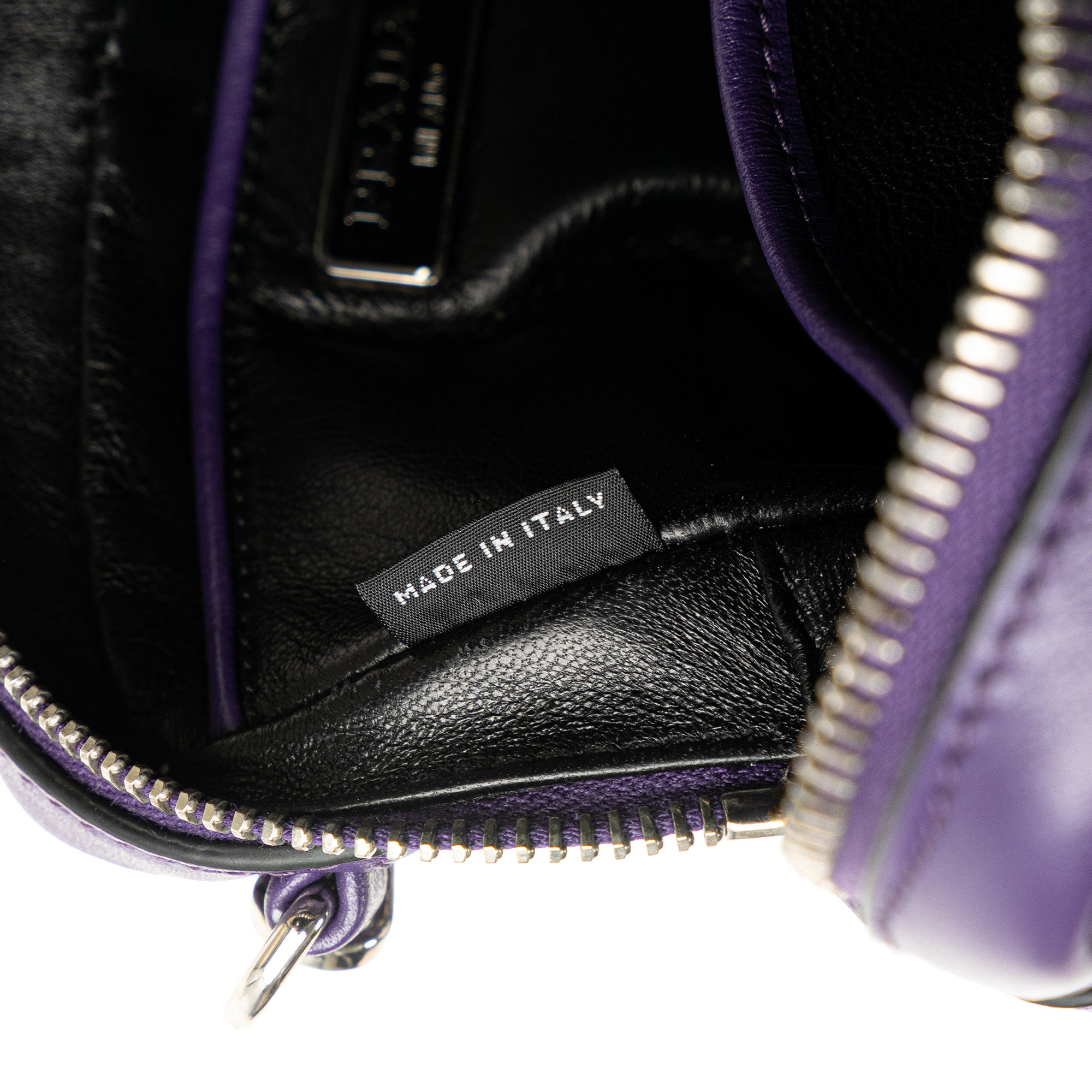 Prada | Pre-Owned Mini Leather Studded Camera Bag | Purple