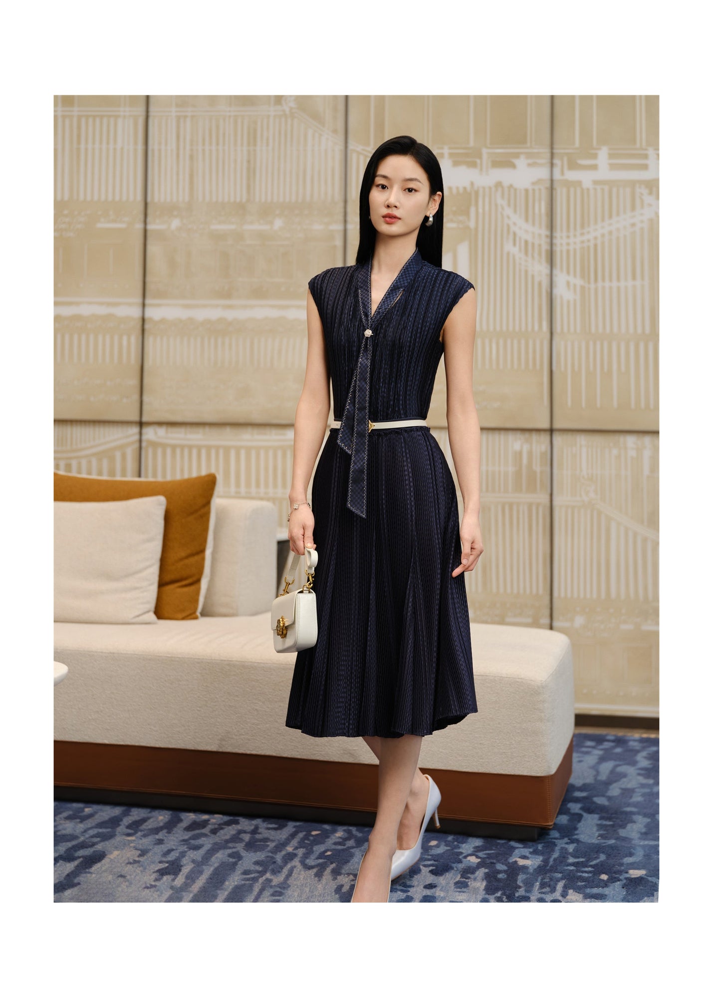 Waist-Cinched Shirt Top | Navy