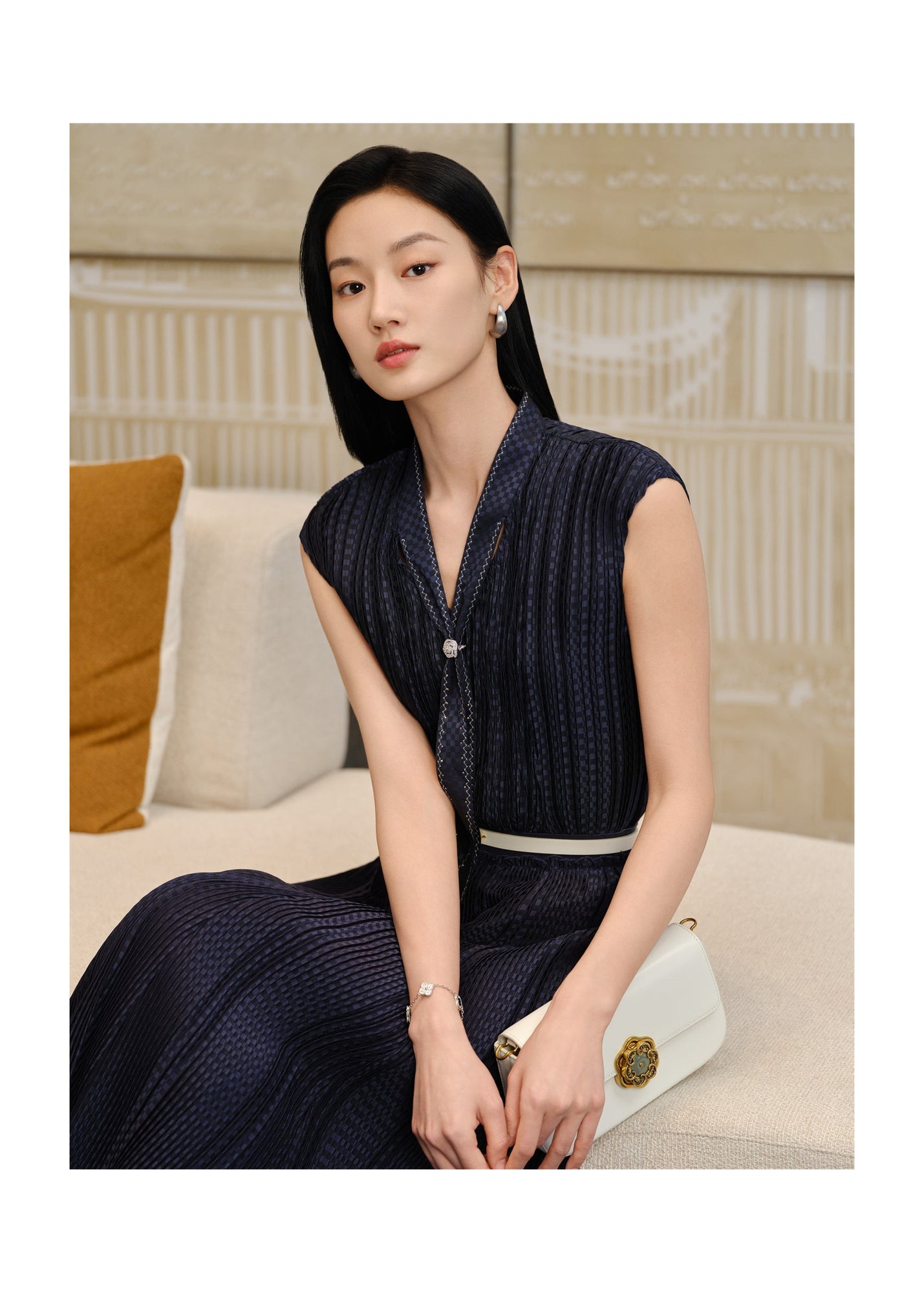 Waist-Cinched Shirt Top | Navy