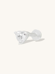 Heart 3mm Flat Back Earring | 5A Grade Cubic Zirconia | Silver Rhodium Plated Brass
