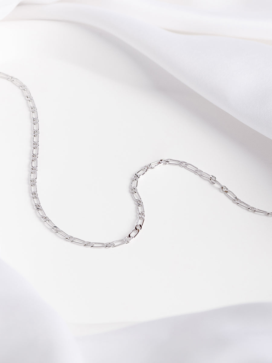 Figaro Chain Necklace | Silver Rhodium Plated Brass