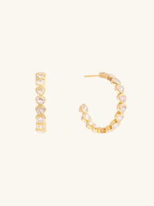 Heart Hoop Earrings | 5A Grade Cubic Zirconia | 14K Gold Vermeil