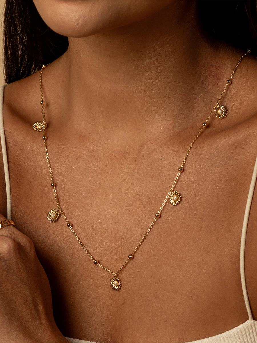 Daisy Multi Body Chain | 5A Grade Cubic Zirconia | 14K Gold Plated Brass