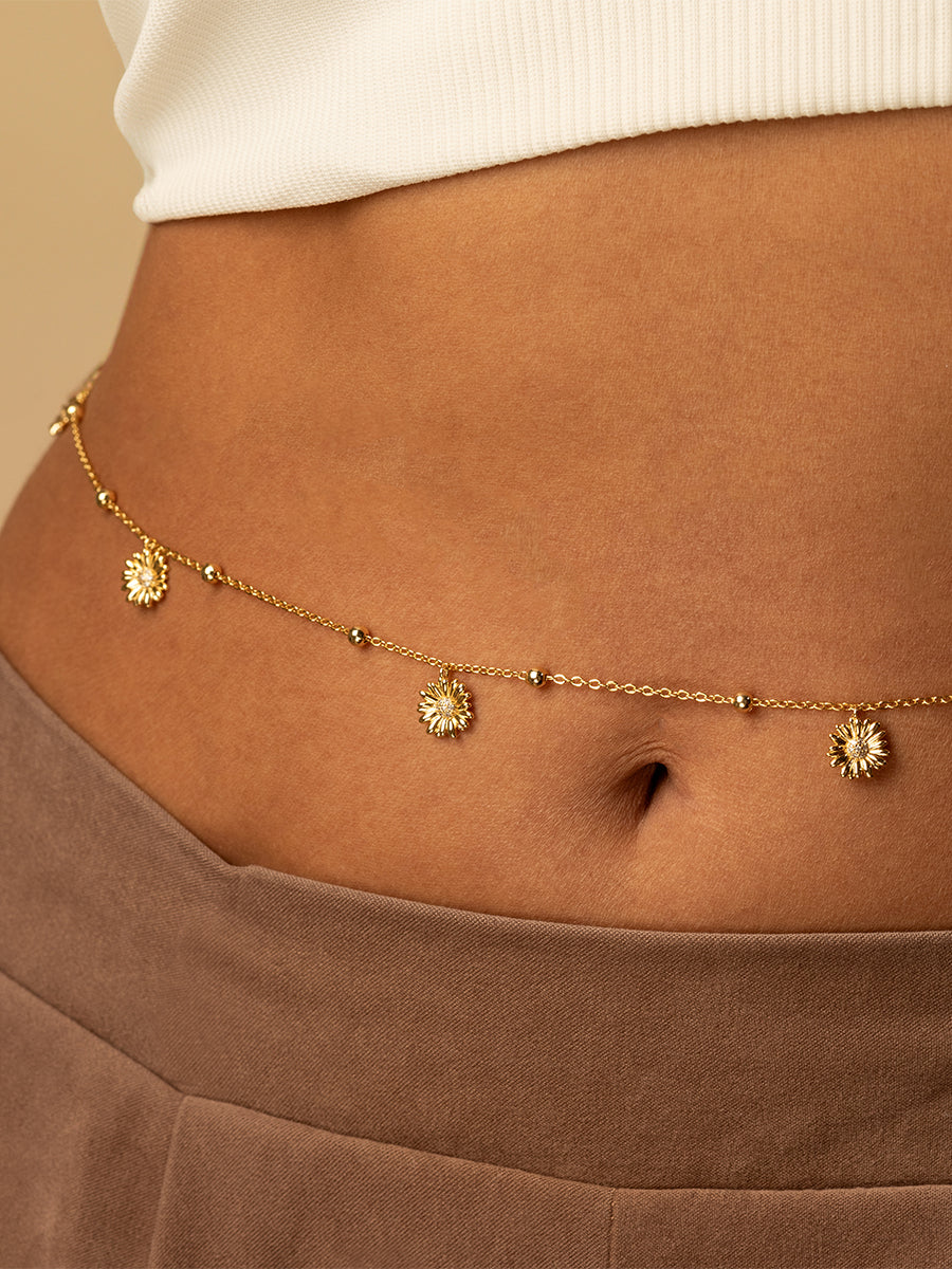 Daisy Multi Body Chain | 5A Grade Cubic Zirconia | 14K Gold Plated Brass
