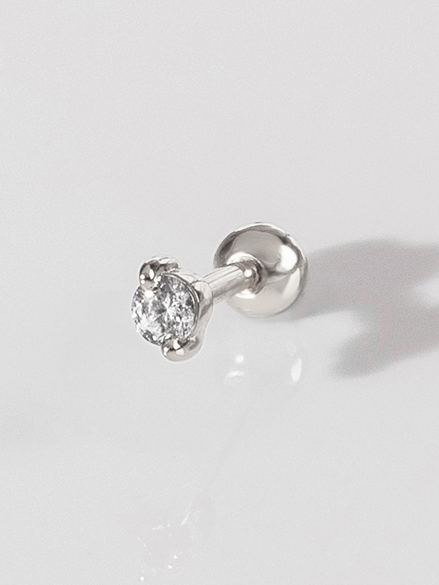 Diamante Barbell Earring | 5A Grade Cubic Zirconia | Silver Plated Brass