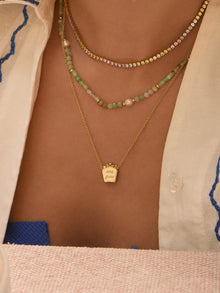 Fries Necklace | 5A Grade Cubic Zirconia | 14K Gold Plated Brass