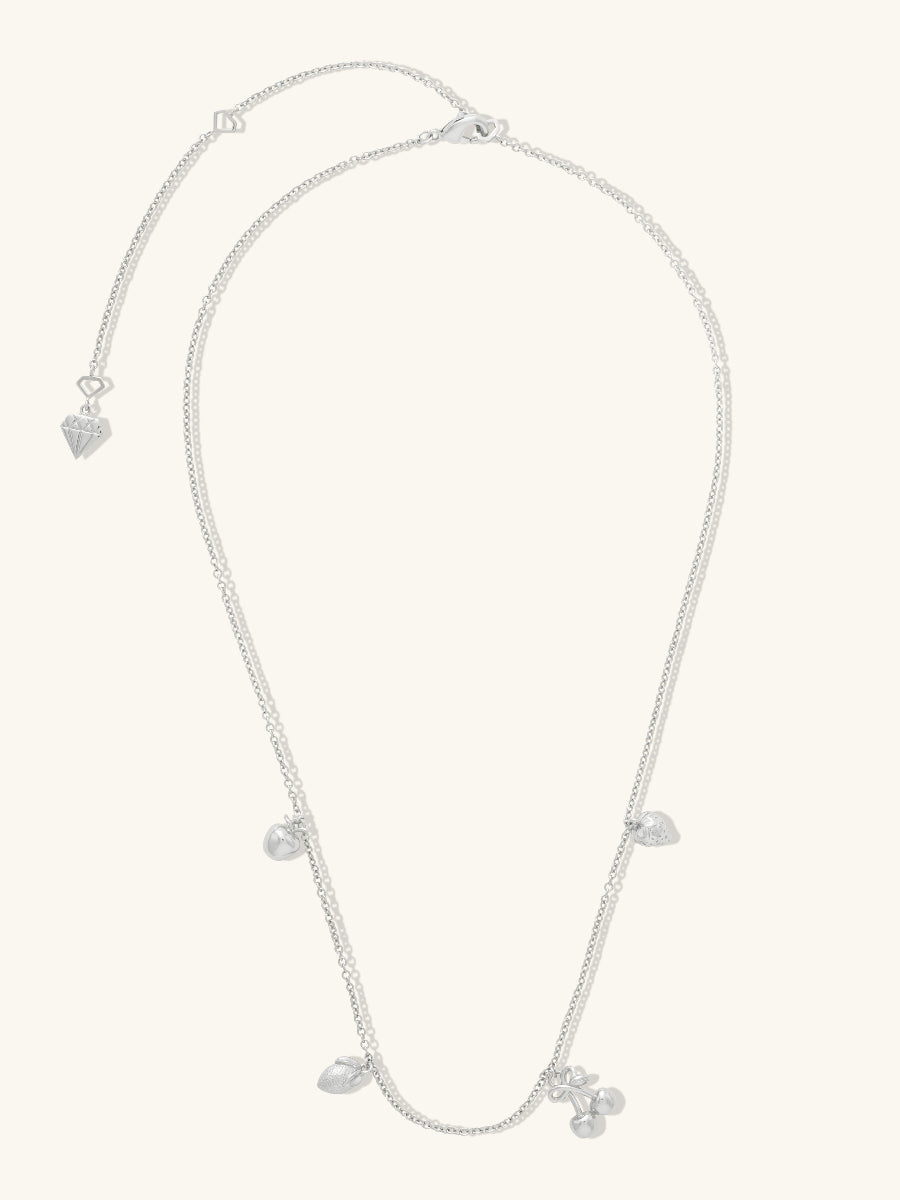 Fruit Party Charms Necklace | Silver Rhodium Plated Brass