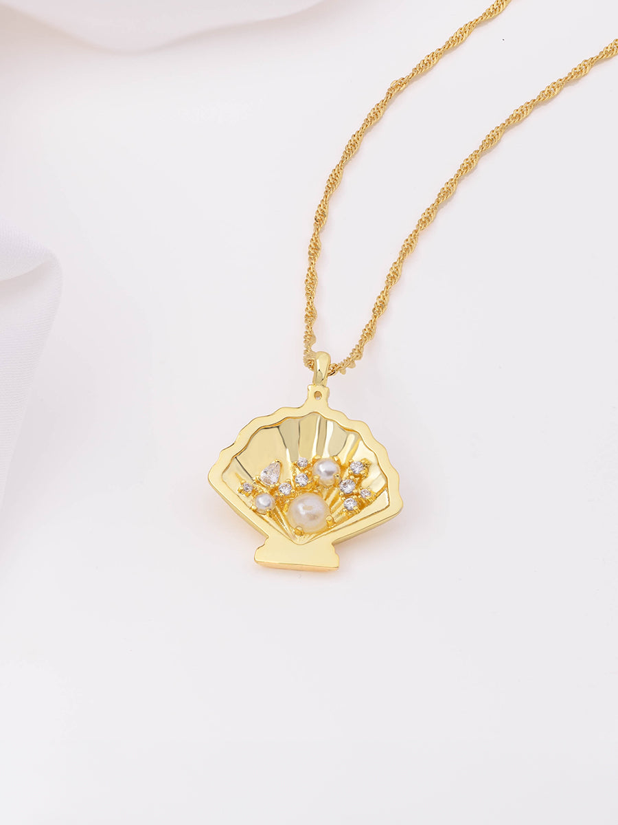 Sundaze Shell Necklace | Natural Gemstone | 14K Gold Plated Brass