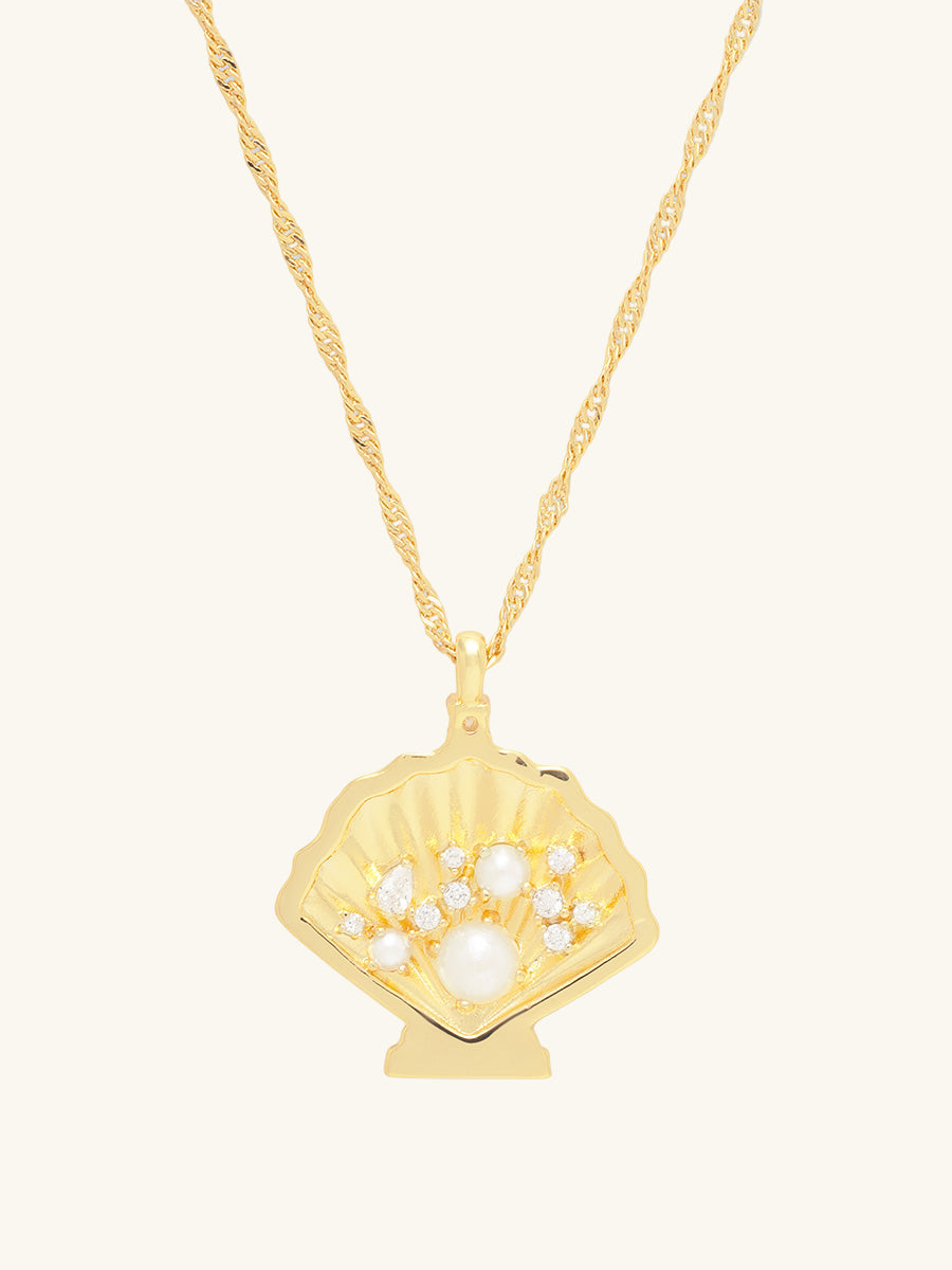 Sundaze Shell Necklace | Natural Gemstone | 14K Gold Plated Brass