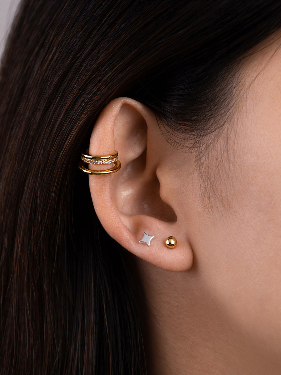 Sparkle Flat Back Earring | Silver Rhodium Plated Brass