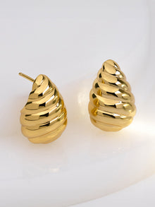 Teardrop Seashell 20mm Stud Earrings | 14K Gold Plated Brass