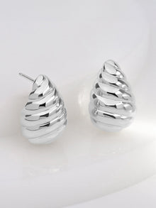 Teardrop Seashell 20mm Stud Earrings | Silver Rhodium Plated Brass