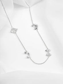 Food Party Charms Necklace | 5A Grade Cubic Zirconia | Silver Rhodium Plated Brass