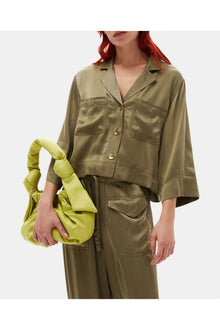 Washed Satin Crop Shirt | Aloe