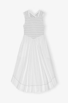 Washed Stretch Cotton Smock Midi Dress | Bright White