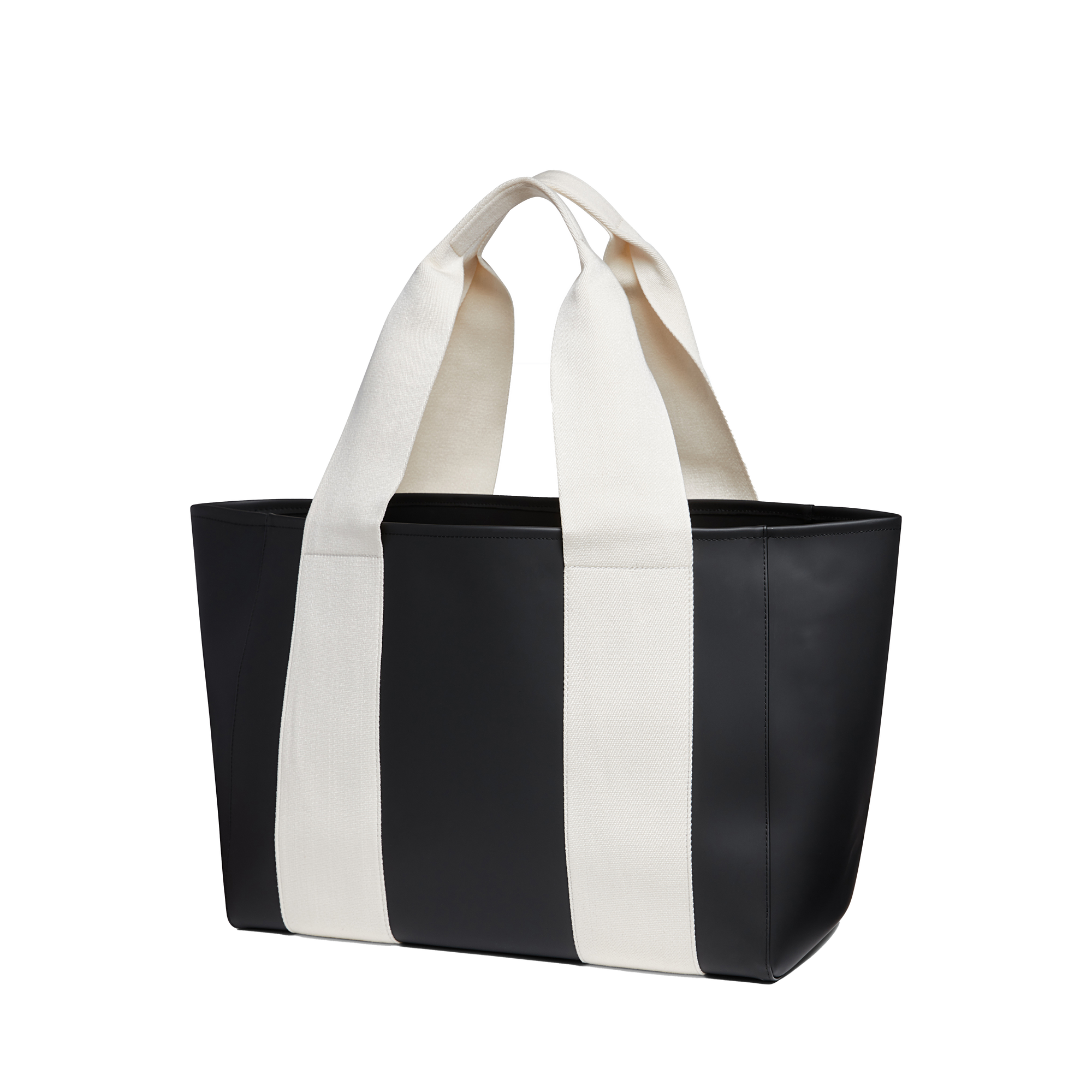 state bags Wellington cabana tote rubberized black/ivory back view side angle click to zoom