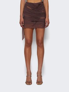 Women | Di Petsa | Wetlook Mini Skirt | Brown