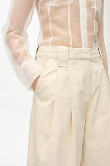 White Cotton Melange Tailoring Wide Shorts | Angora