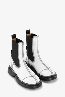White Mid Chelsea Boots | Egret