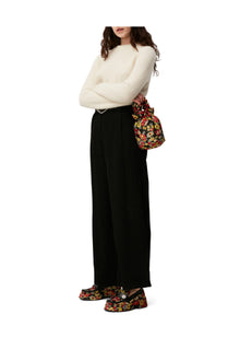 Wide Jacquard Trousers | Black