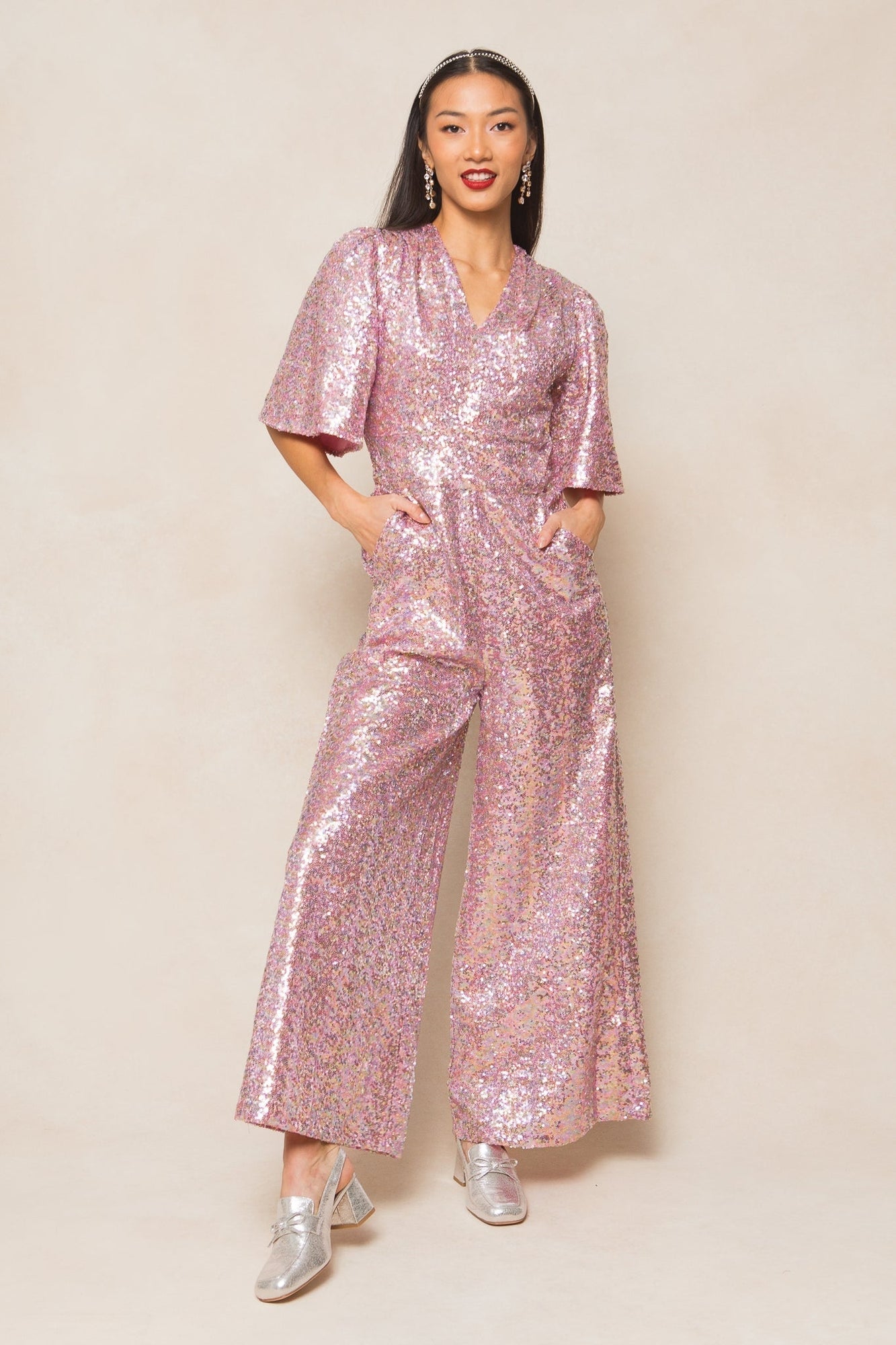 Women | Bejeweled Jumpsuit | Pink x Multi