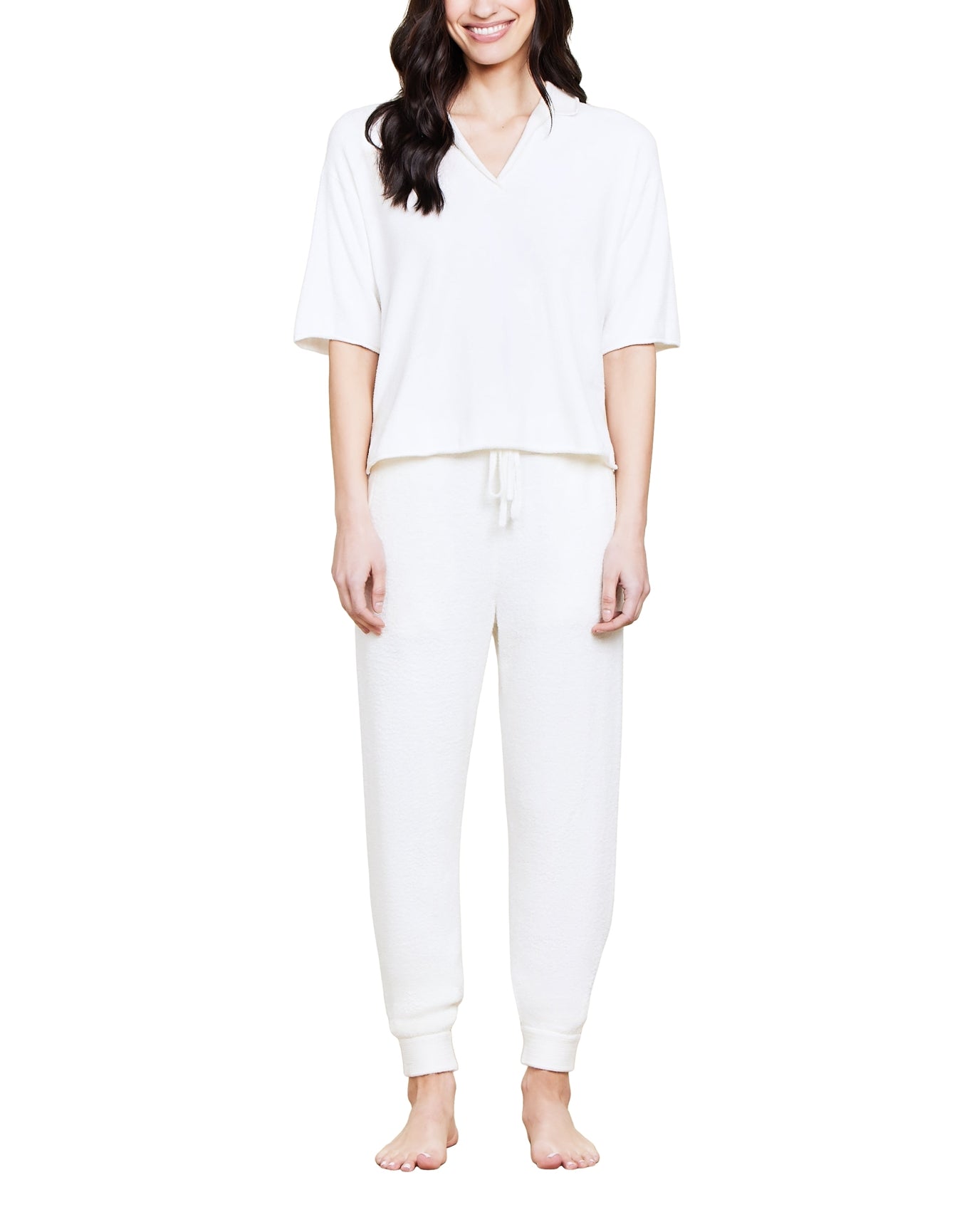 Women | Cozychic Ultra Lite Collared Short Sleeve | Pearl