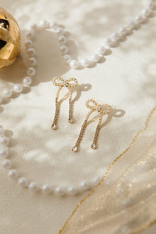 Women | Dainty Pearl Bow Earrings | Gold