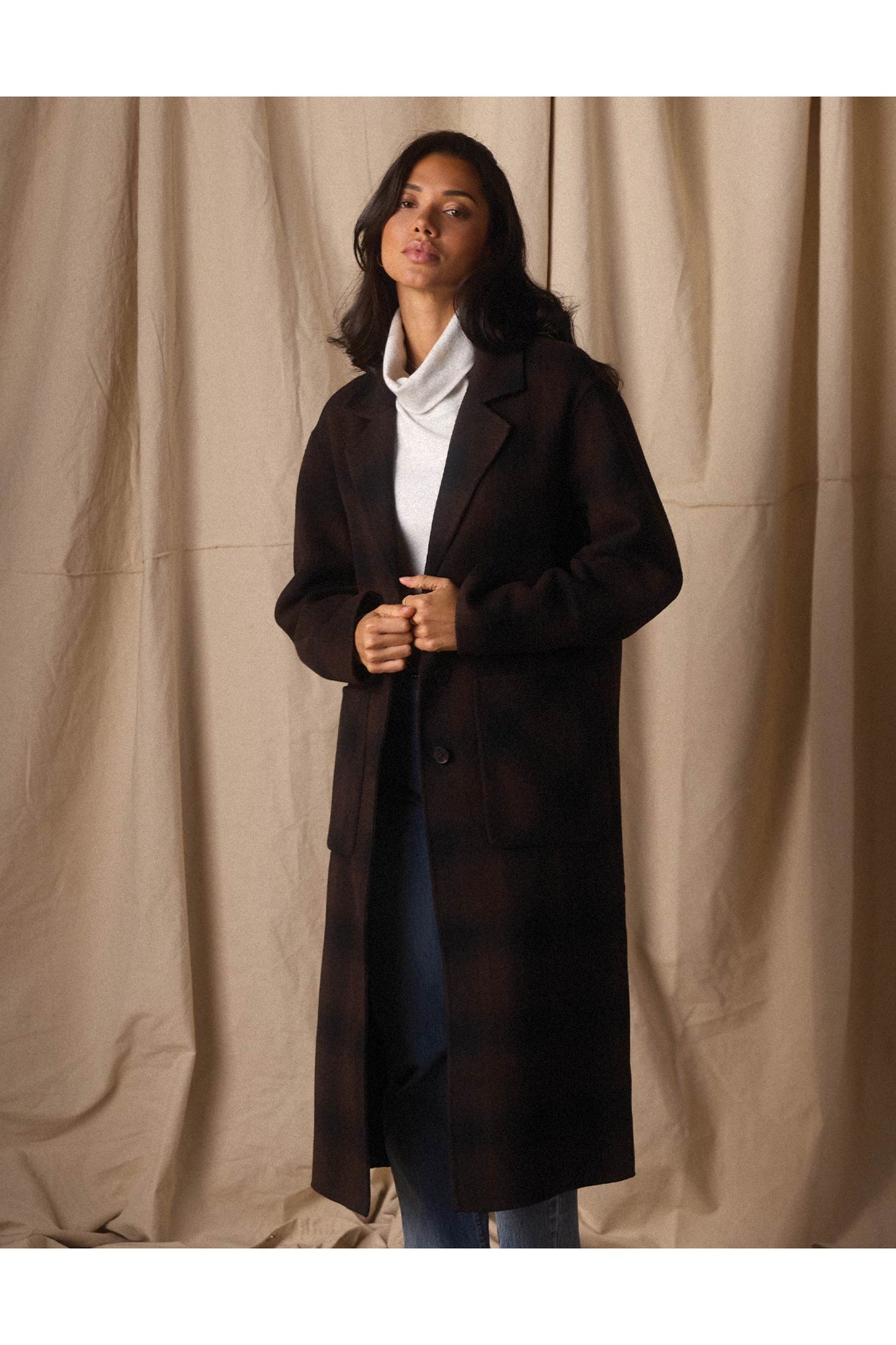 Women | Duster Coat | Midnight Brown Plaid
