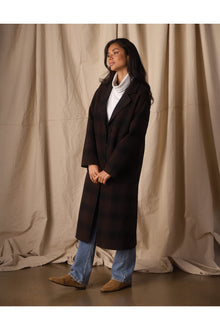 Women | Duster Coat | Midnight Brown Plaid