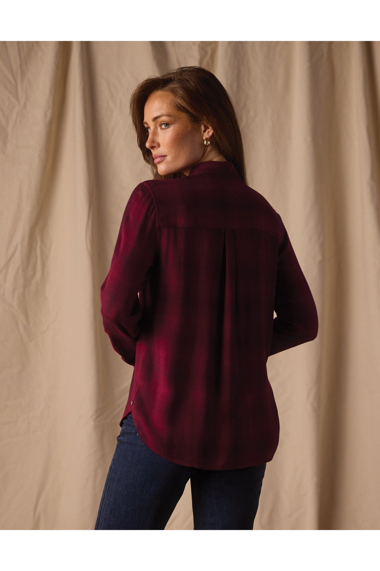 Women | Harper Button Up | Fig Plaid