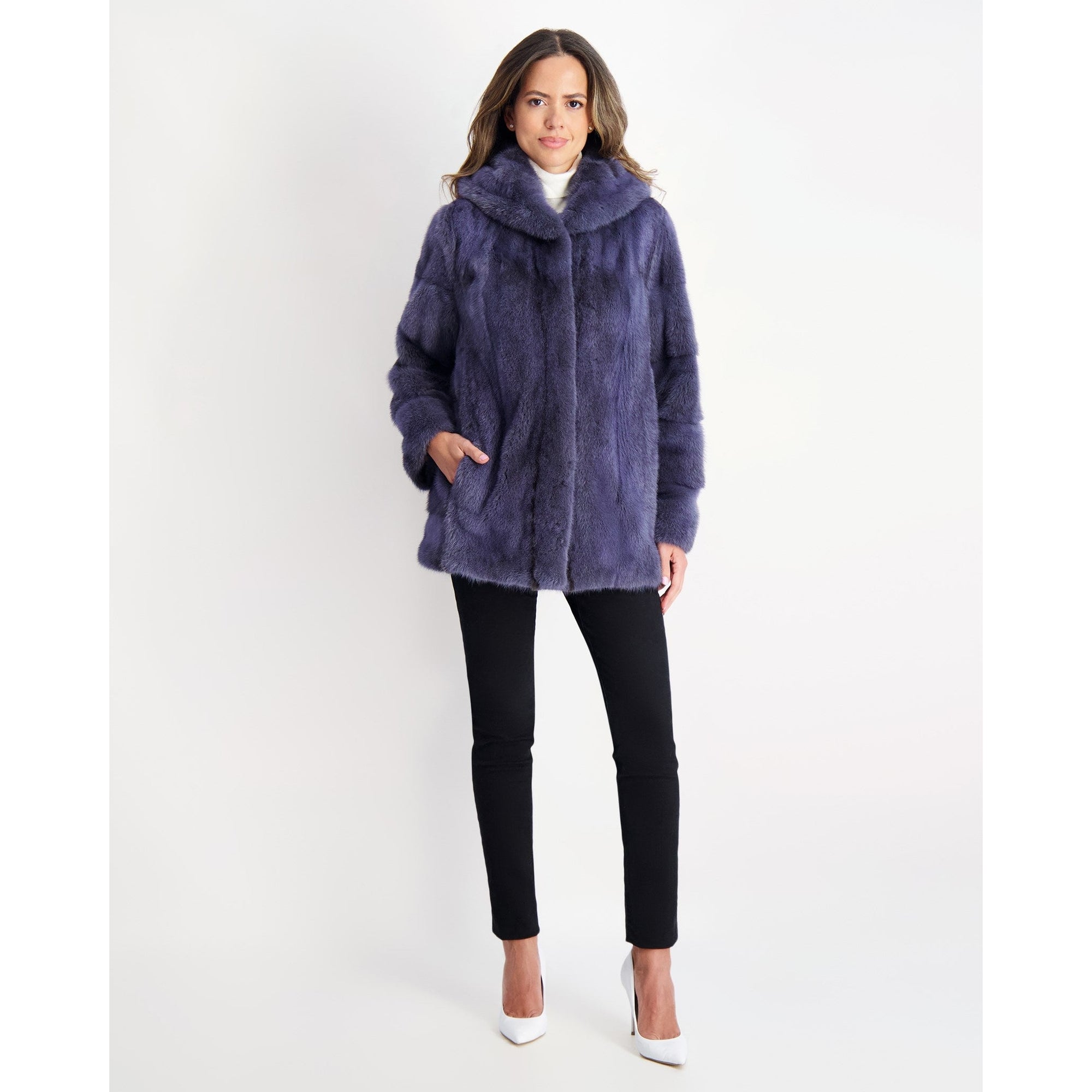 Women | Mink Parka | Blue Gray Cross