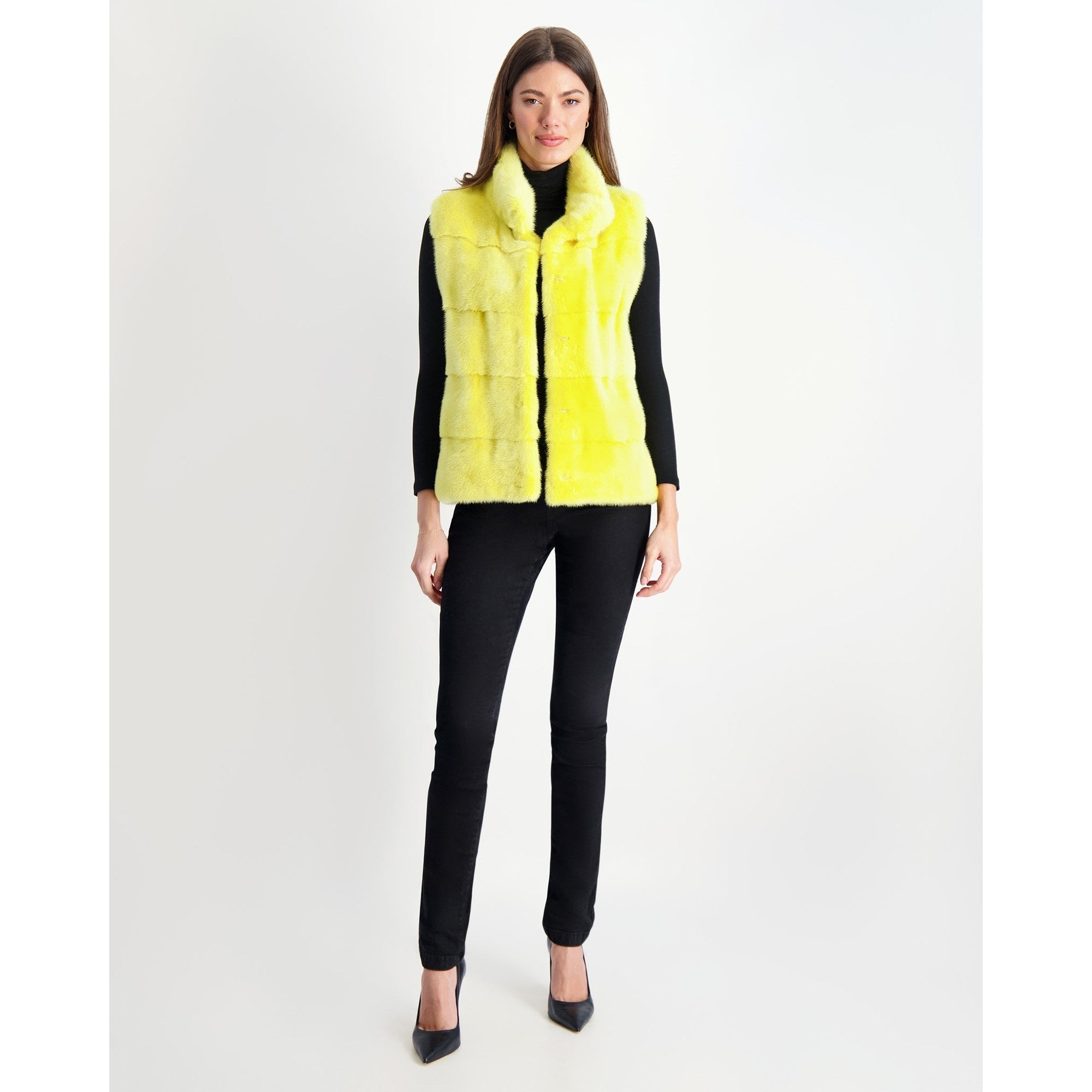 Women | Mink Vest | Yellow