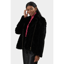 Women | Mink Zip Bomber Jacket | Black